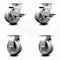 Service Caster 4 Inch V-Groove Semi Steel Caster Set with Roller Bearings 2 Brakes 2 Rigid SCC SCC-20S420-VGR-TLB-2-R-2 - alternate 1